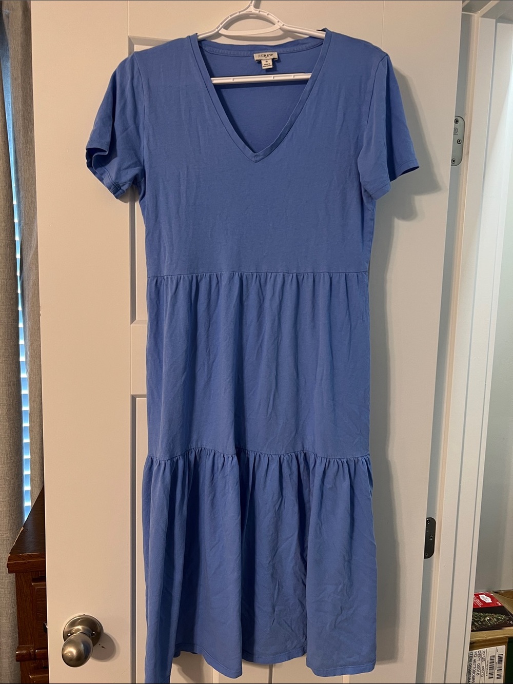 J. Crew V-Neck Tiered Midi Dress in Periwinkle